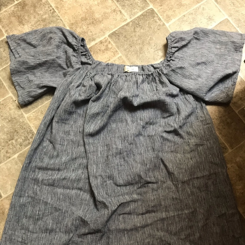 Flutter sleeve navy blue dress